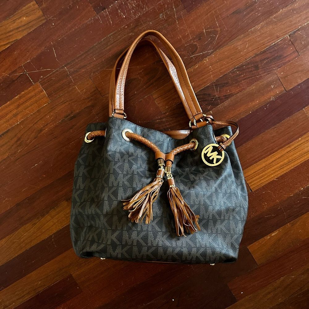 Michael Kors Black & Brown Signature Shoulder Bag (One Size)